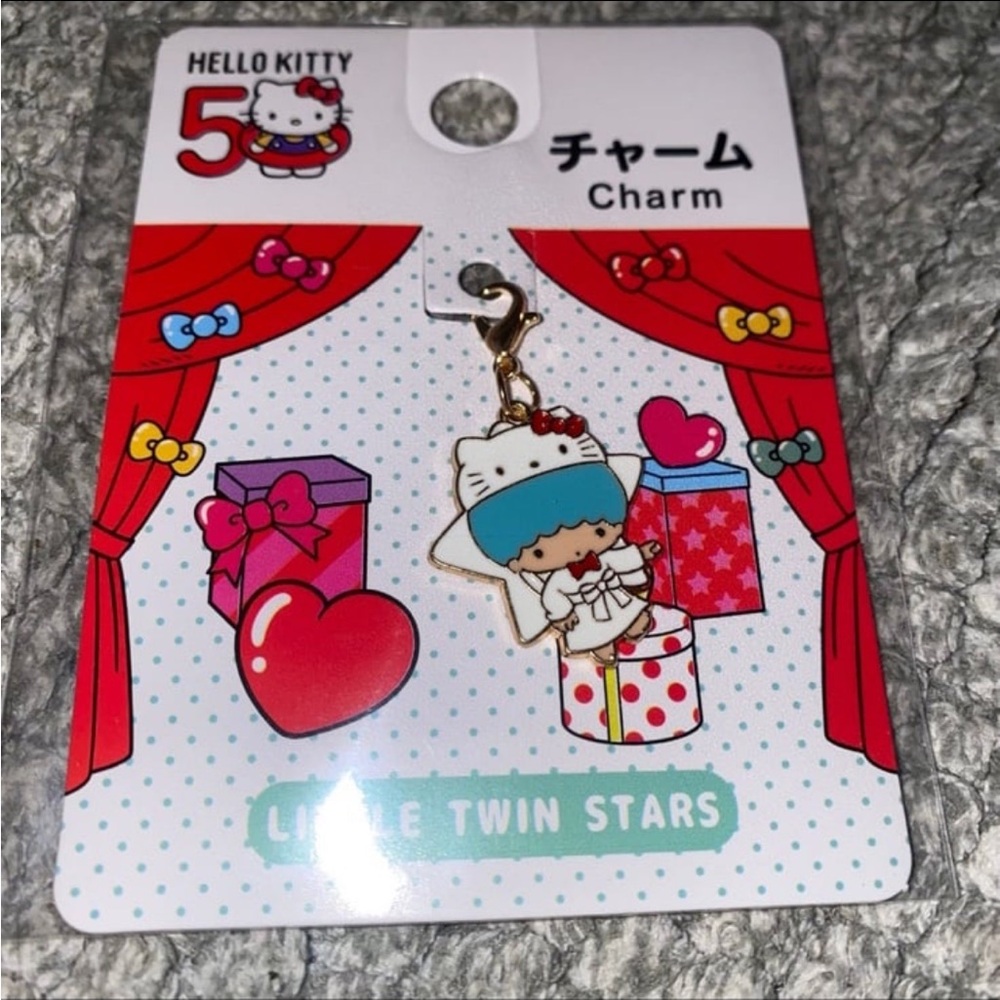 Hello Kitty Little Twin Stars Blue Gold-Tone Charm